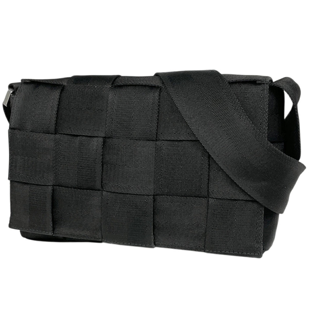 Bottega Veneta Intrecciato Webbing Shoulder Bag Polypropylene Cassette Black